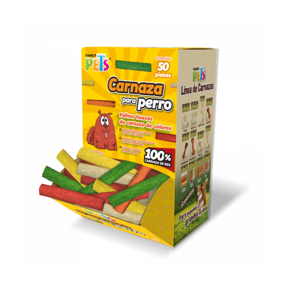 Fancy Pets Palitos Huecos de Carnaza para Perro 50 piezas