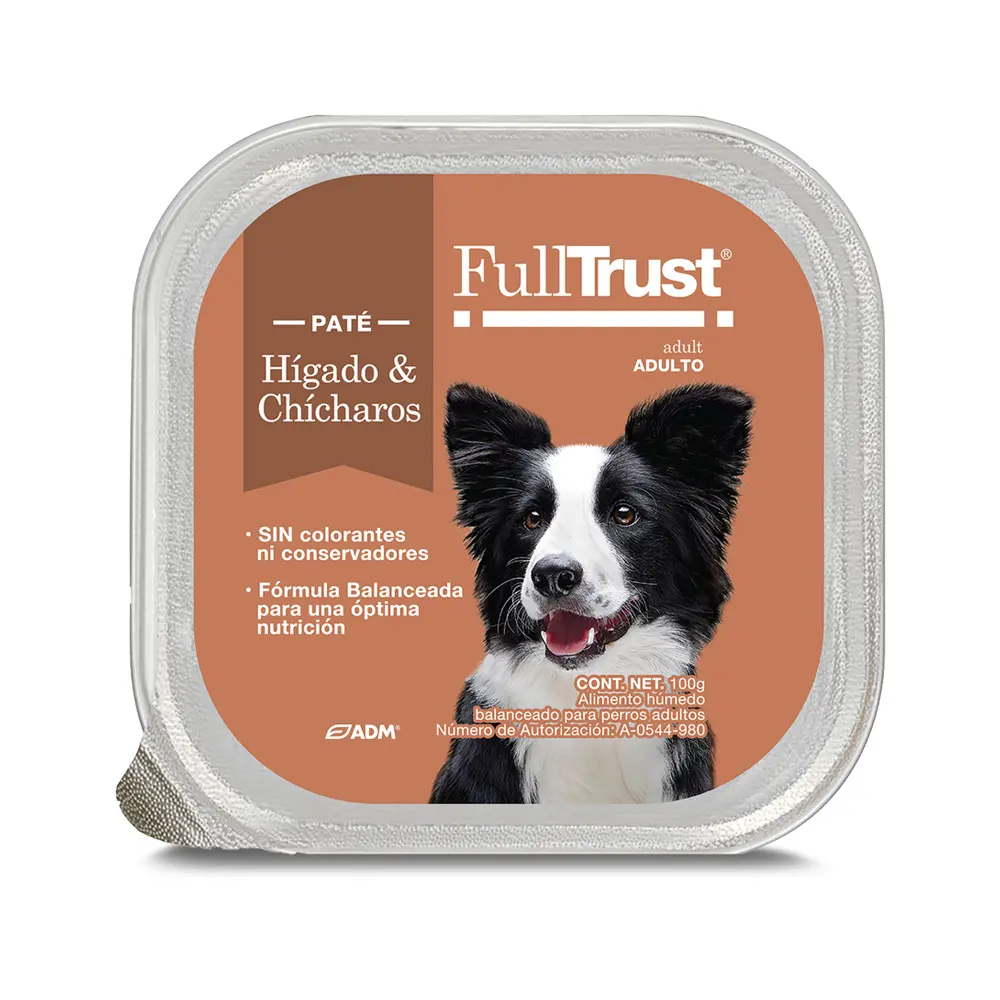 FullTrust Alimento Humedo para Perro Adulto Receta Higado y Chicharos 100 g