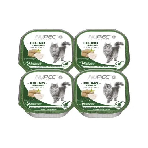 [NP-FE-HM-HB-KIT-4LATAS] Nupec Alimento Humedo Hairball para Gato Adulto Kit 4 Latas